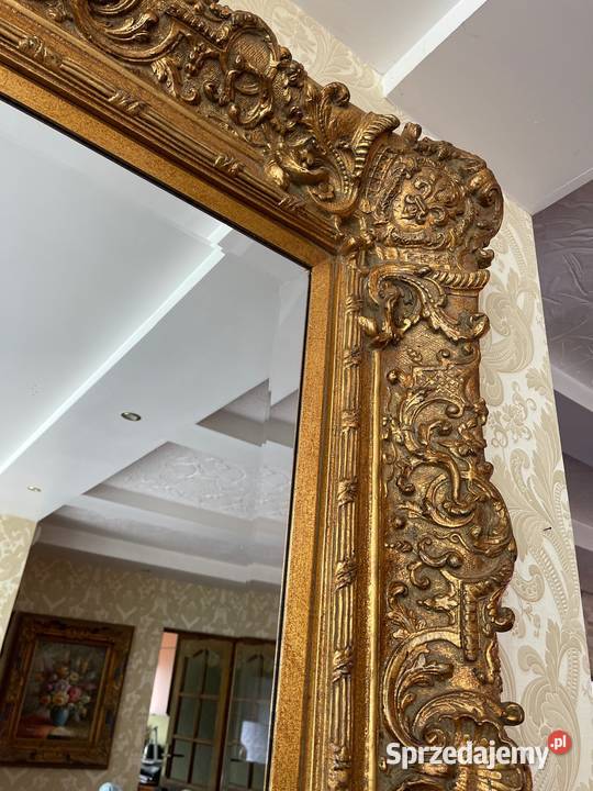 Stare wielkie kryształowe lustro na drewnie dolnośląskie Bystrzyca Kłodzka