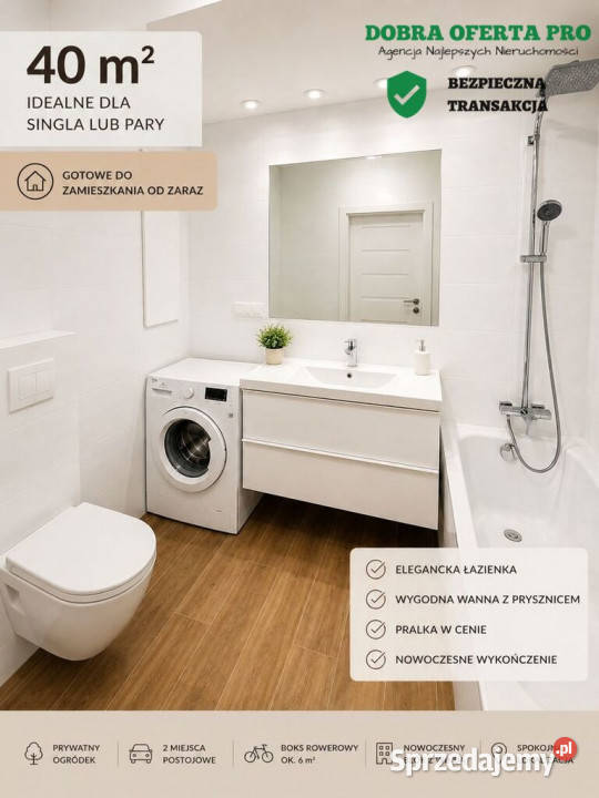 Gotowe 2 pokoje z ogródkiem i halą garażową Gdańsk