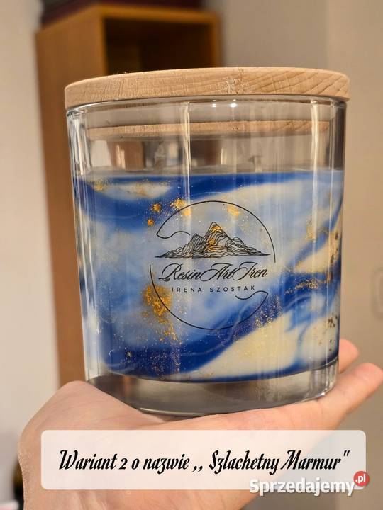 Świeczka Marmurkowa Sojowa 05 złoto błekity Rzeszów sprzedam