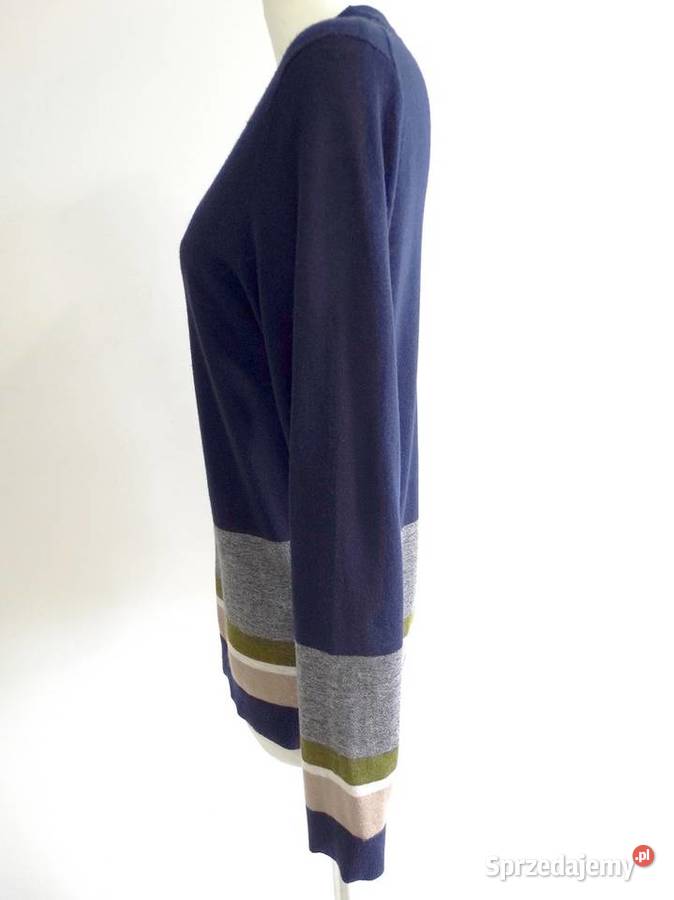 Sweter Wełniany Granatowy Crew Neck Pulower podlaskie Łomża
