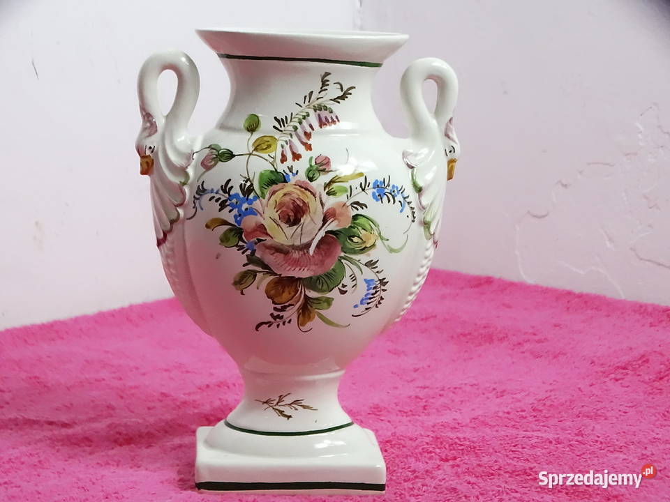 Włoski wazon ceramiczny ręcznie malowany Vintage Biłgoraj