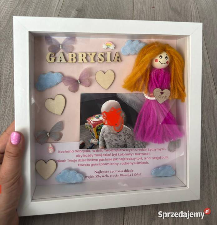 Personalizacowana Ramka 3D z lalą i zdjęciem Rękodzieło Poręba