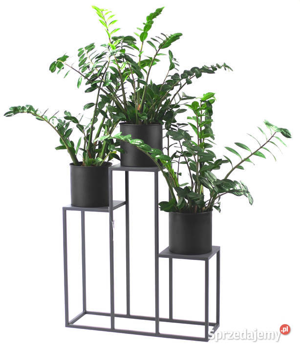 Kwietnik Metalowy Stojak na trzy kwiaty METALLO odcienie szarości Dom i Ogród Sobienie-Jeziory