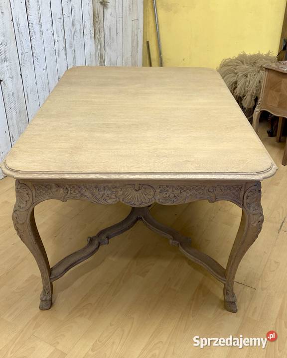 Zestaw odnowiony potężny stół dębowy 8 krzeseł 106cm Poznań