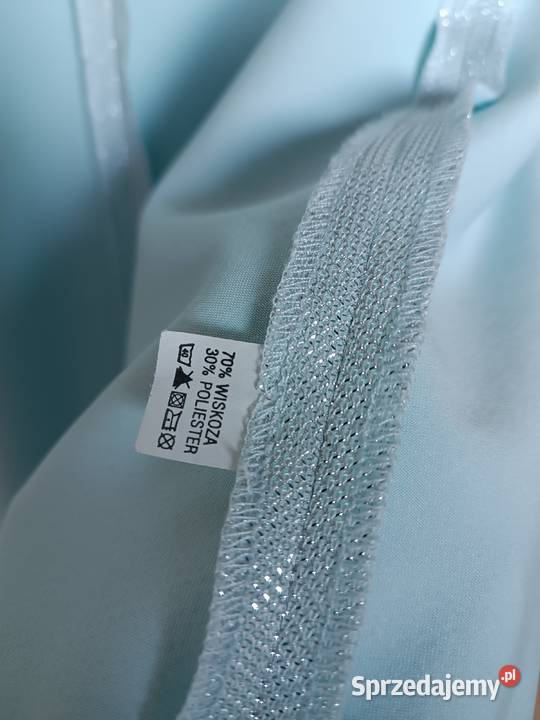 Zwiewna krótka sukienka pudrowy niebieski połysk Moda i Styl Radzyń Podlaski