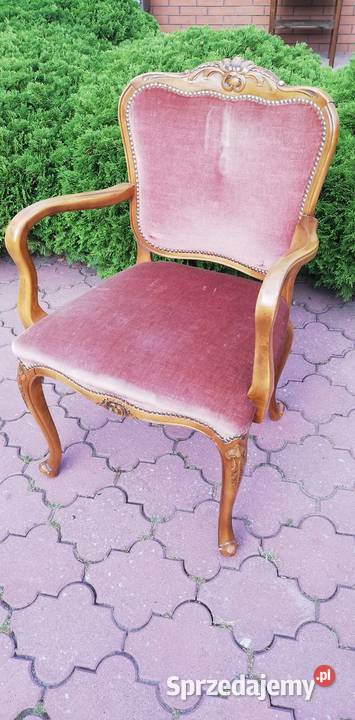Fotel stylowy ludwik nogi gięte fotelik