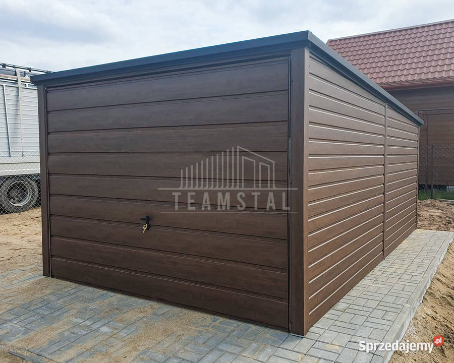 Garaż Blaszany 3x6m Brama Uchylna Ciemny Orzech 18m2 lubelskie Zamość