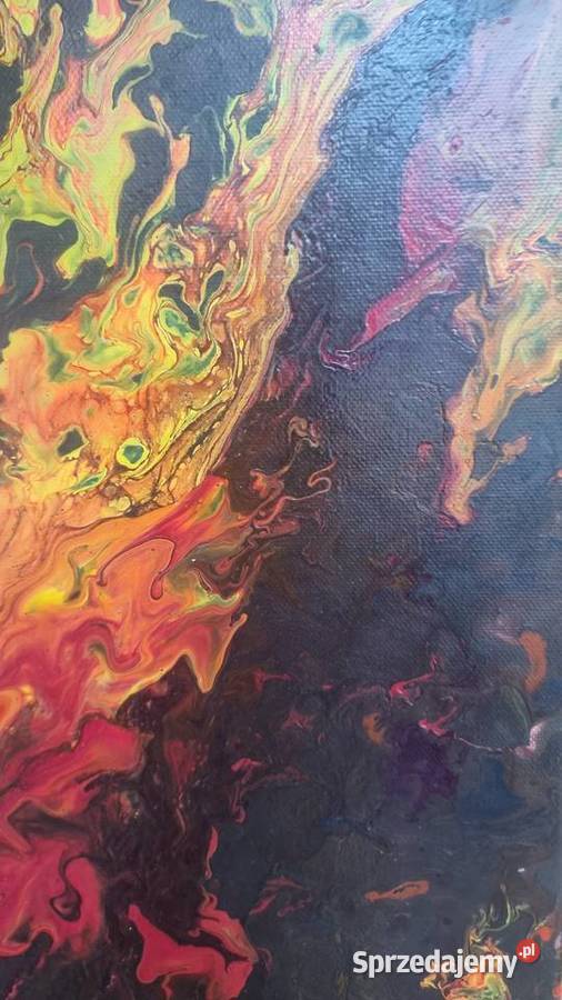 Obraz Płonące Serce ręcznie malowany pouring mazowieckie Ciechanów