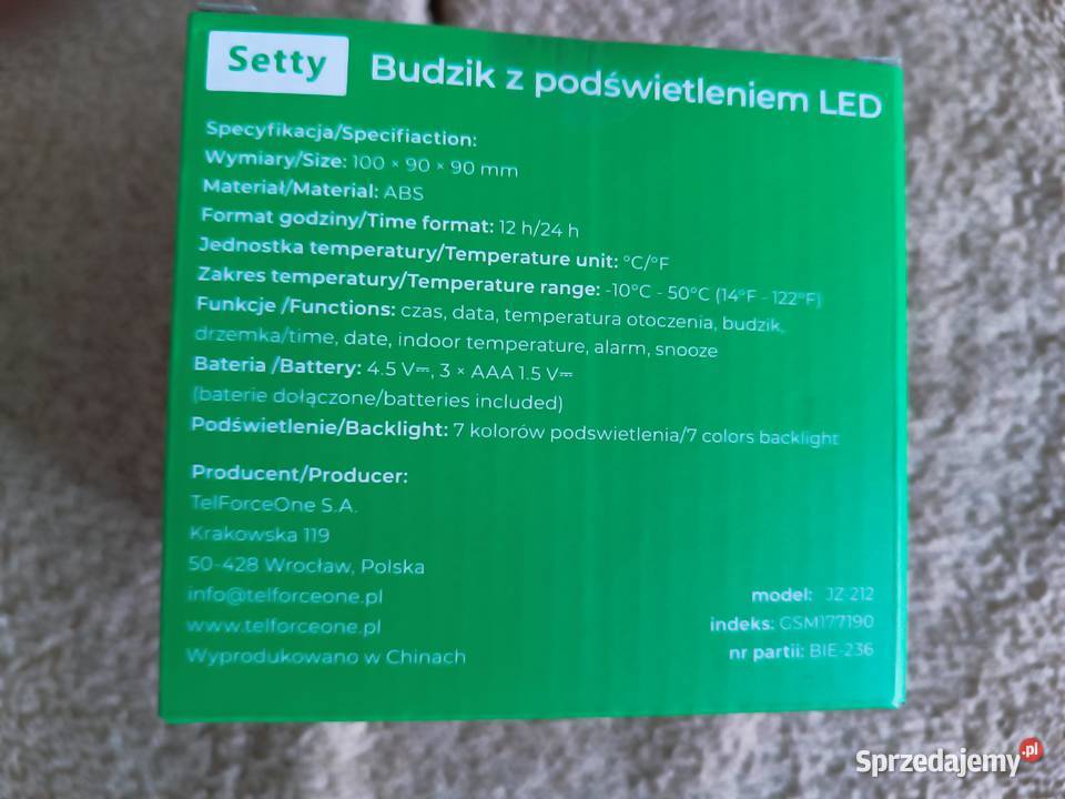 Budzik z podświetleniem LED Setty Niebieski opolskie Kędzierzyn-Koźle