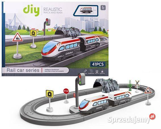 Kolejka dzieci z wagonikiem zestaw 41 elementów Poznań