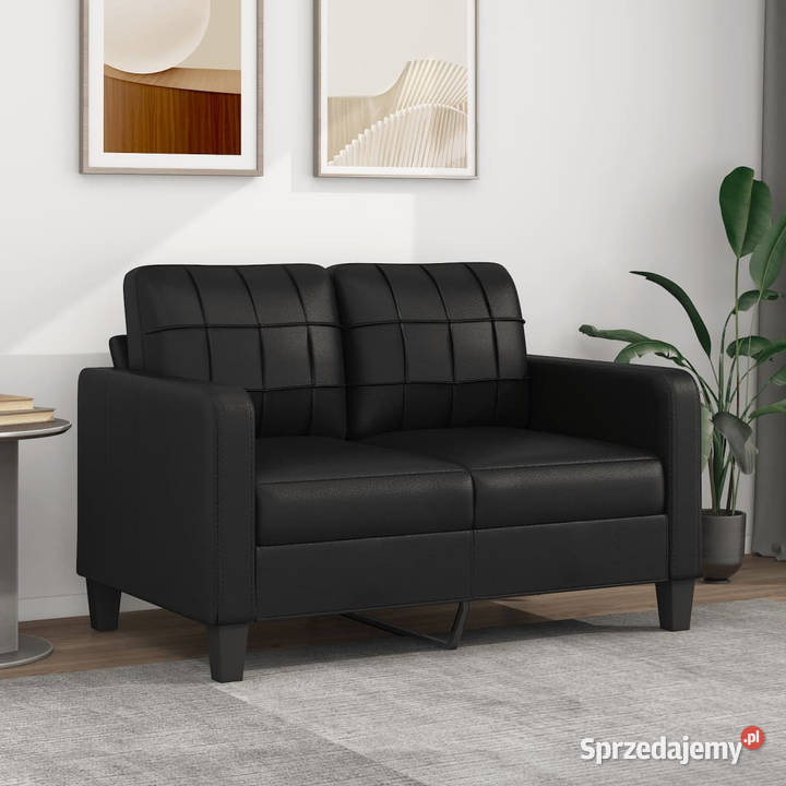 2osobowa sofa czarna 120 sztuczna skóra WM359112
