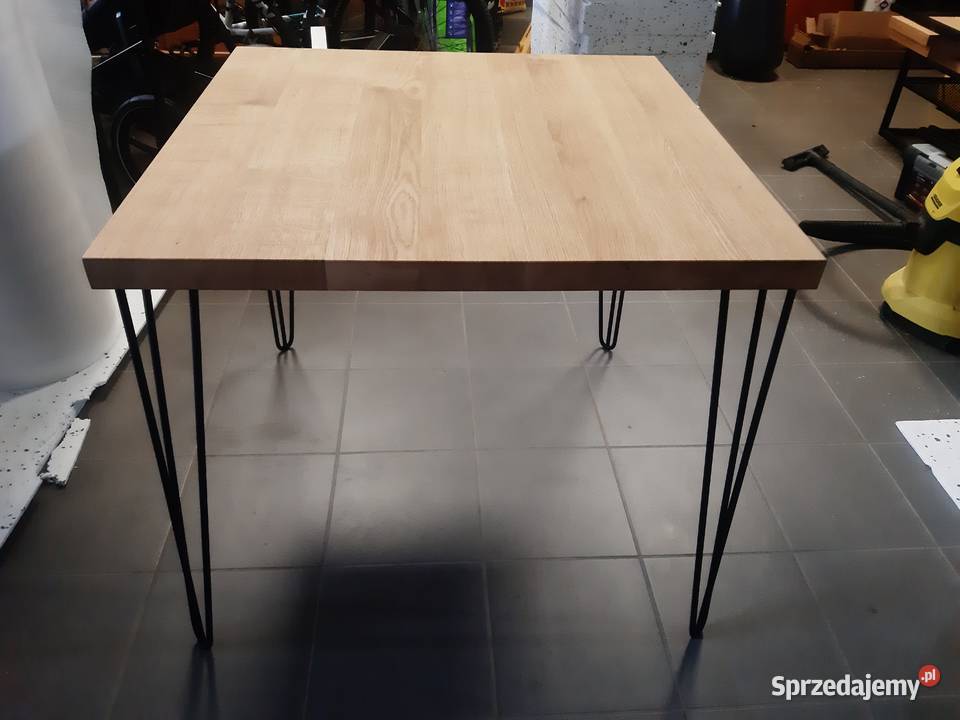Stół dębowy industrialny hairpin rozkładany Meble Grzybno