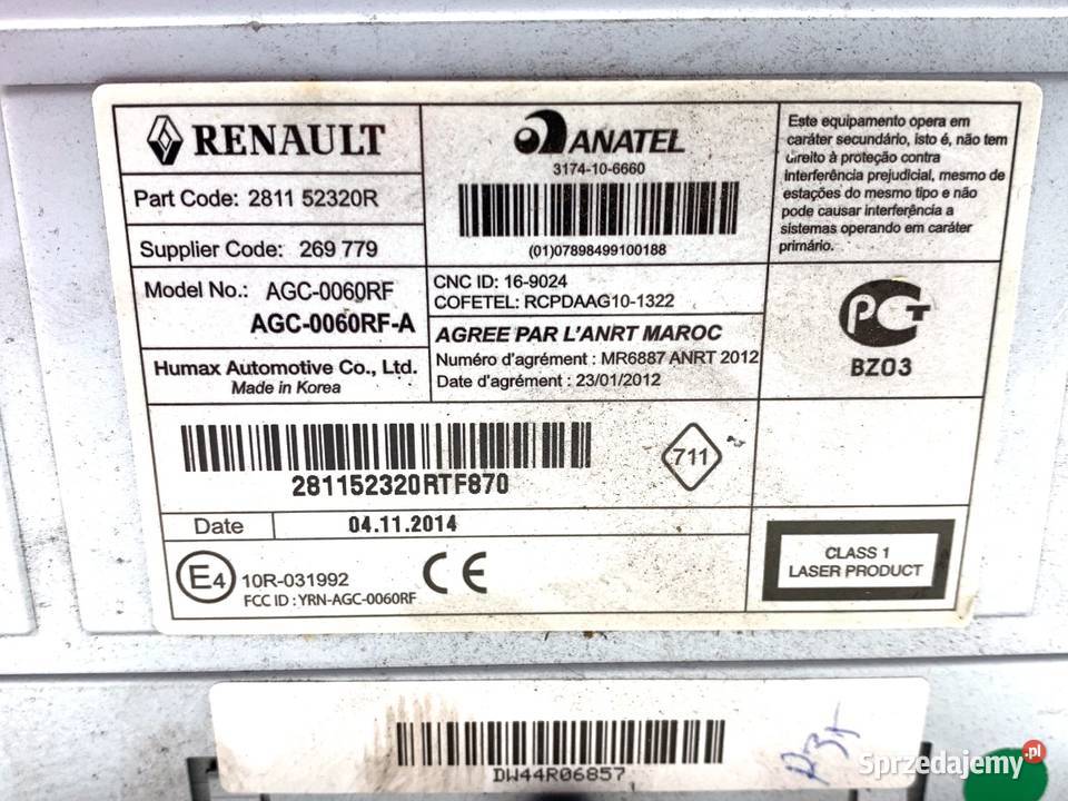 RADIO DACIA DOKKER 281152320R ODTWARZACZ podkarpackie sprzedam