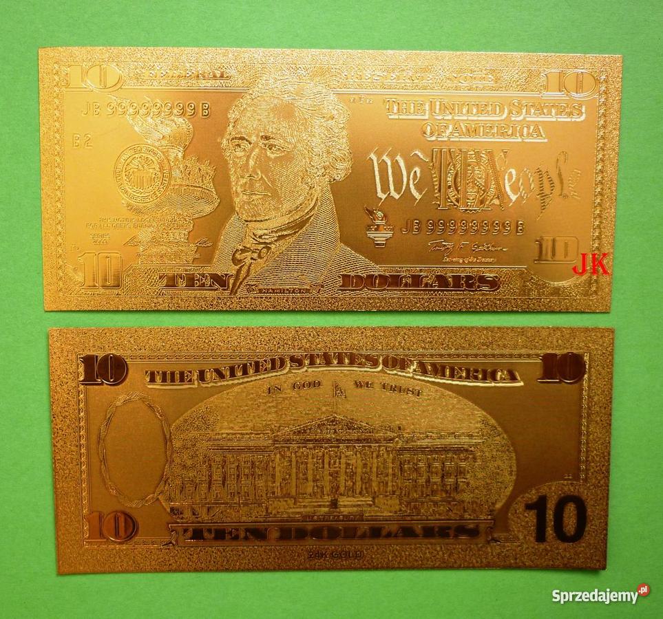 ZŁOTY BANKNOT DOLLAR 1 2 5 10 20 50 100 24 Karat Sosnowiec
