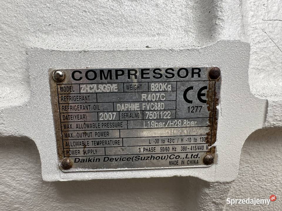 Sprężarka chłodnicza Daikin ZHC7LSG5YE z płynną Wałsnów