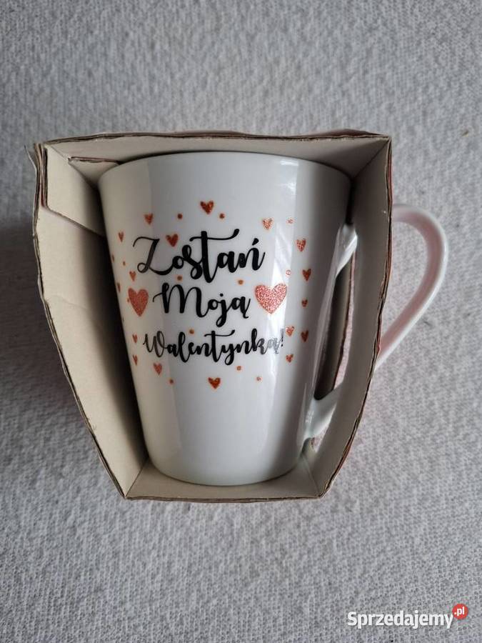 Kubek z napisem Zostań Moją Walentynką Ostrołęka