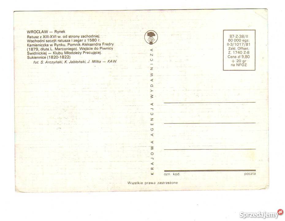 WROCŁAW RYNEK POCZTÓWKA WIELOWIDOKOWA Krynki
