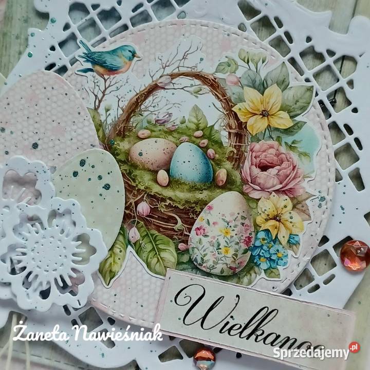KARTKA ŚWIĄTECZNA HANDMADE WIELKANOC małopolskie Mszana Dolna