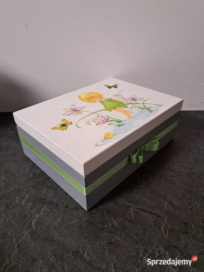 Szkatułka z dziewczynką motyle handmade opolskie Kędzierzyn-Koźle