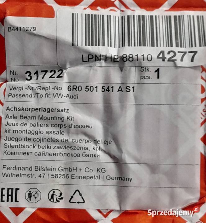 FEBI Bilstein 31722 tuleja zestaw napr belki VW Dąbrowa Górnicza