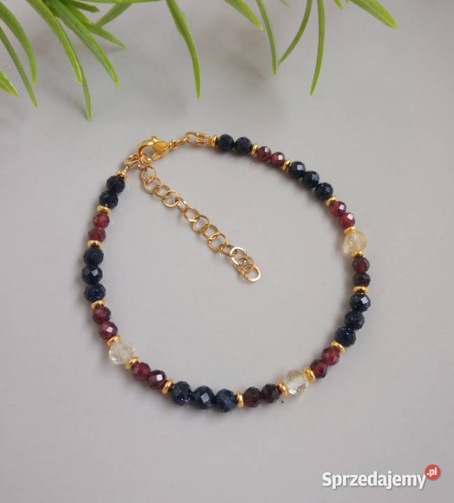 Piękna bransoletka z cytrynem granatem i nocą Czerwionka-Leszczyny