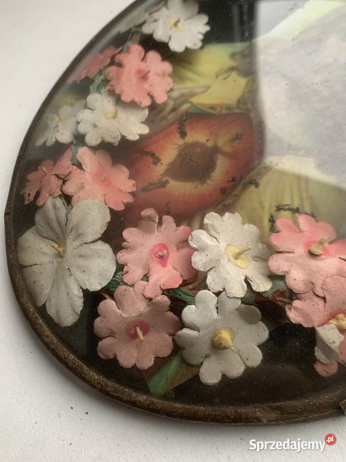 Stary Polski obrazek szkłem łódzkie