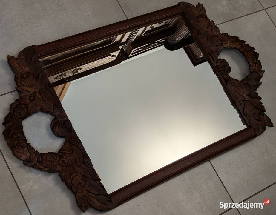 Piękne ciemne dębowe lustro secesyjnesklep Lustra Dąbrowa Górnicza