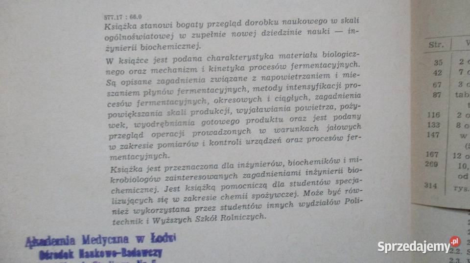 Inżynieria biochemiczna Aiba Humphrey Millis łódzkie Łódź