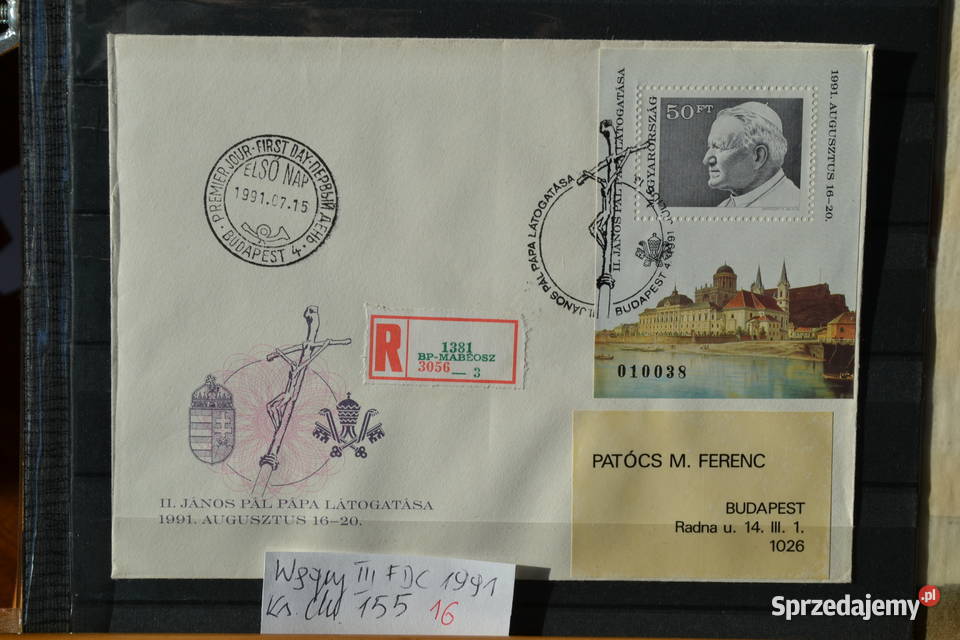 Znaczki Papież Jan Paweł II Węgry III FDC Ks Sobótka sprzedam