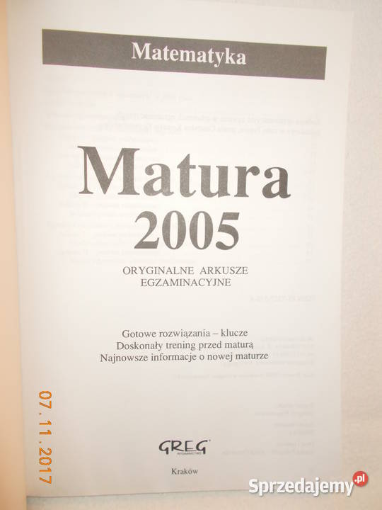 Matematykamatura 2005wydGREGKraków skrypt, zeszyt ćwiczeń, zbiór zadań, testów Poznań sprzedam
