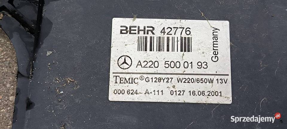 WENTYLATOR CHŁODNICY MERCEDES BENZ SKLASA W220 Pozostałe Lipno