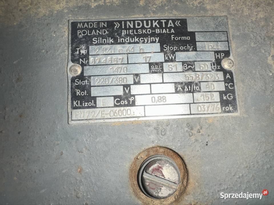 Silnik elektryczny 17kW 1470obr świętokrzyskie Sędowice