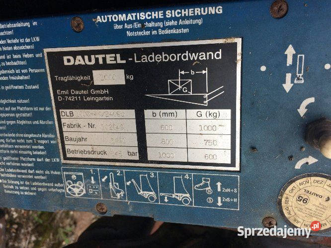 Winda Załadowcza Dautel DLB 1000442409U Rama 85 Pozostałe lubuskie Maszewo