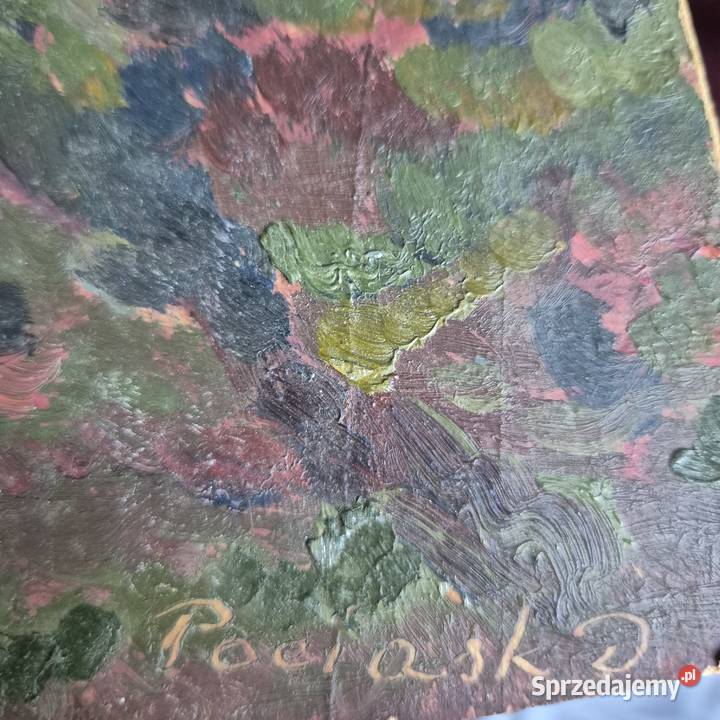 Stary obraz olejny na desce sygnowany