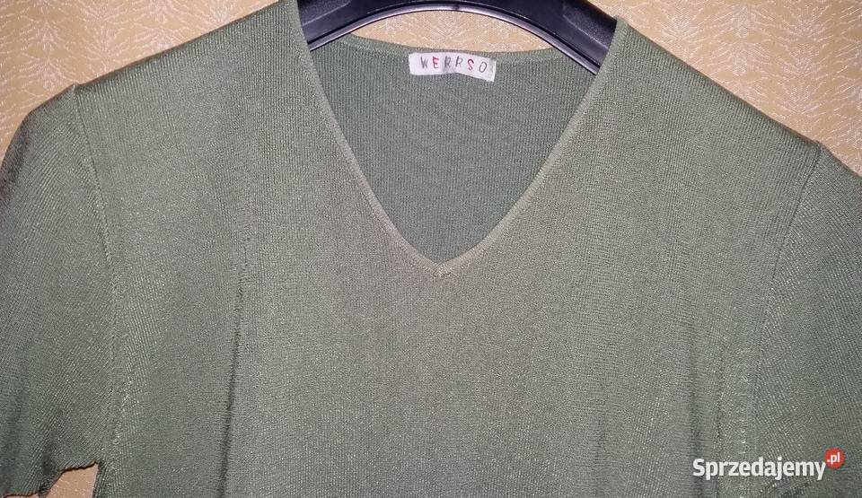 Zielona bluzka w serek z dekoltemKrótki rękawM Rozmiar 38(M) Łódź