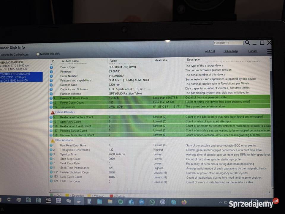 Dysk twardy WD RED 4TB 35 SATA sprzedam