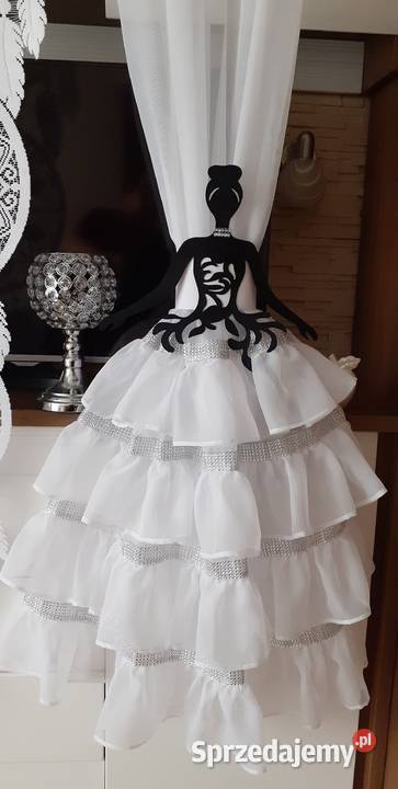 Firany z falbankami i ażur łapacz snów biały Mława