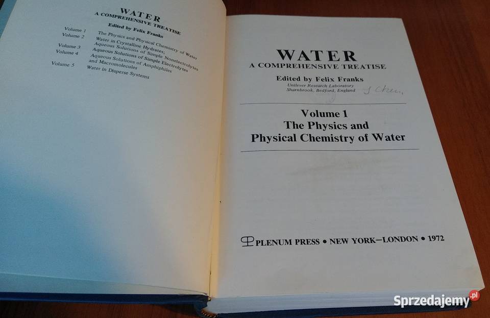 Water a comprehensive treatise 1 The physics and sprzedam