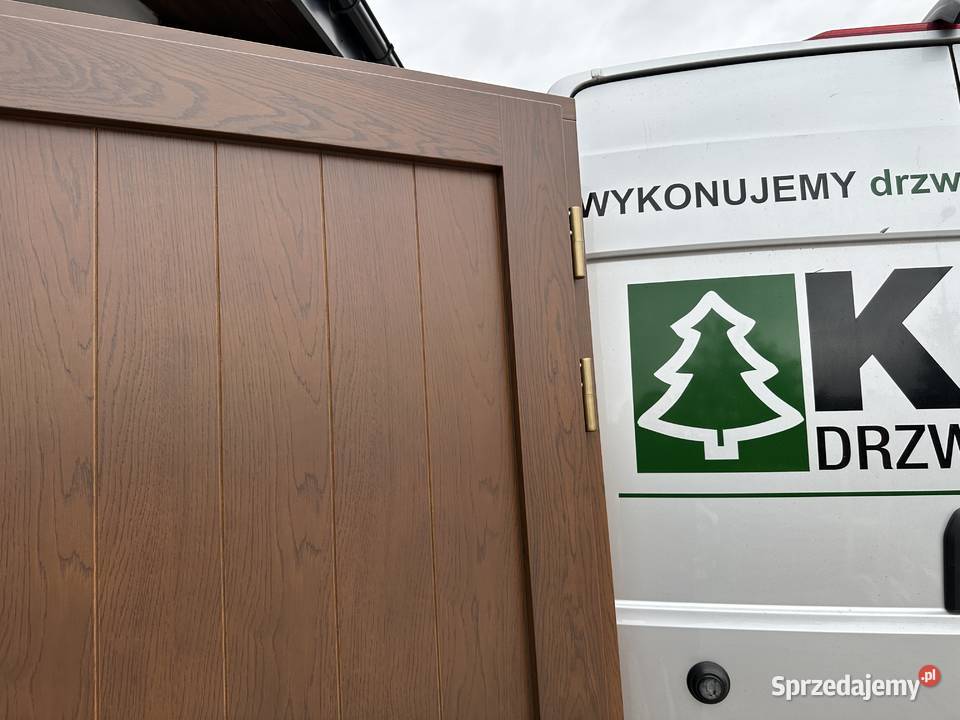 Drzwi drewniane zewnętrzne RĘKI CZYSTE POWIETRZE Grzybno