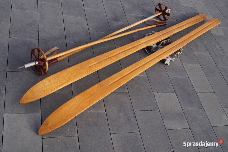 Stare narty drewniane 180 kijki Pruchnik