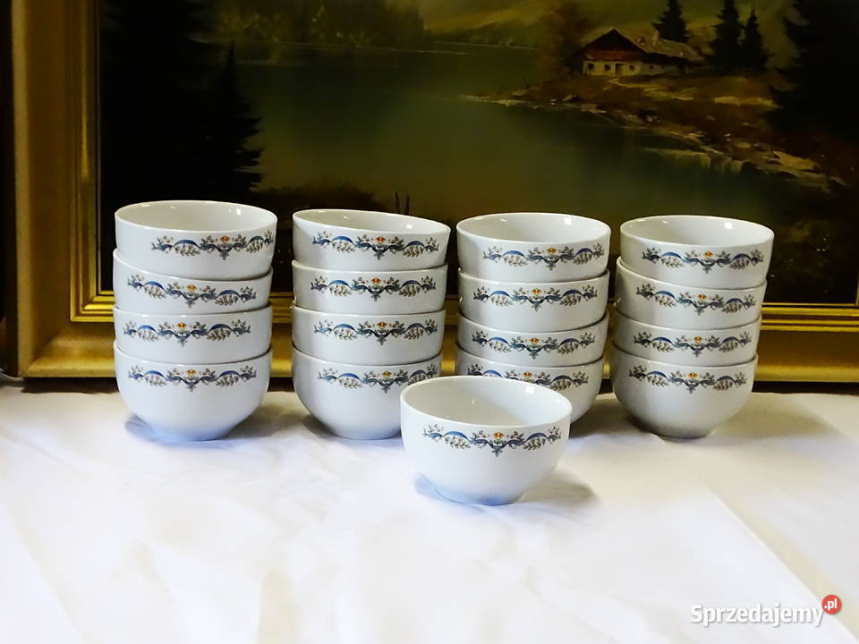 Komplet ceramicznych misek stołowych z dekoracją Biłgoraj