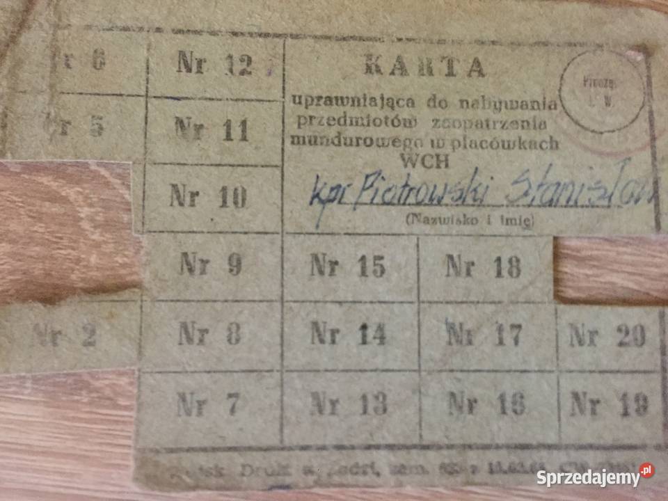 Karta z 1963 r uprawniająca do zakupów w