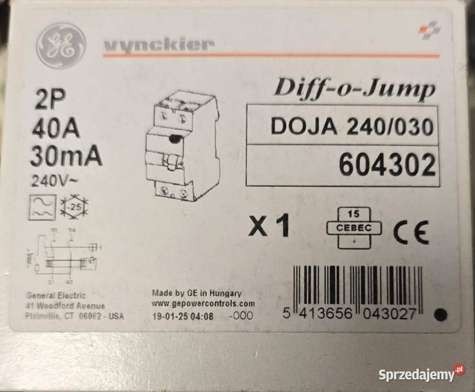 Vynckier DiffoJump 2biegunowy 40A 300mA Kołobrzeg
