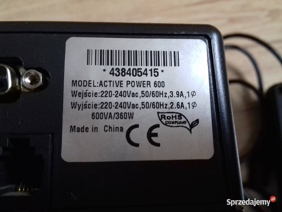 Zasilacz awaryjny UPS Active Power 600 360W Pozostałe Bydgoszcz