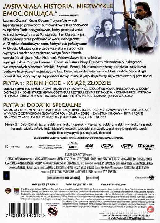 ROBIN HOOD KSIĄŻE ZŁODZIEI KEVIN COSTNER PREMIUM przygodowy