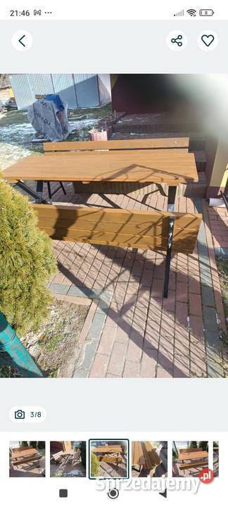 Stół ogrodowy z ławkami lubelskie Mokrelipie