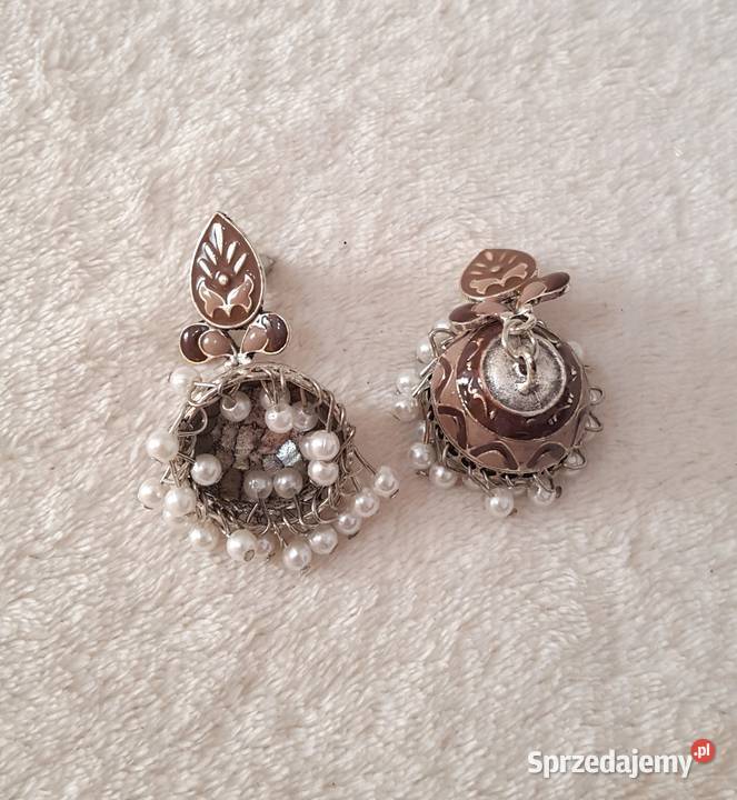 Kolczyki dzwonki jhumki orient brąz brązowe boho Szczecin