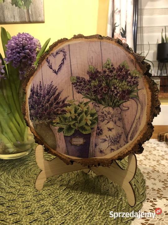 Obrazek na drewnie Lawendy wrzosy Strzyżów