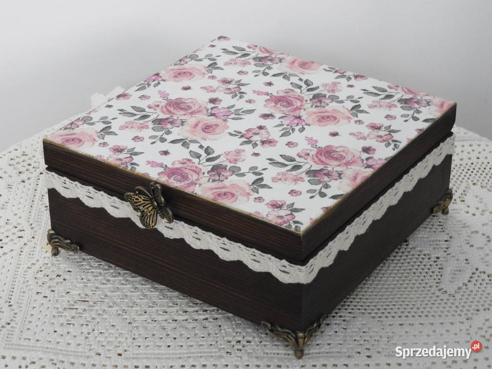 Szkatułka skrzynka na drobiazgi drewniane