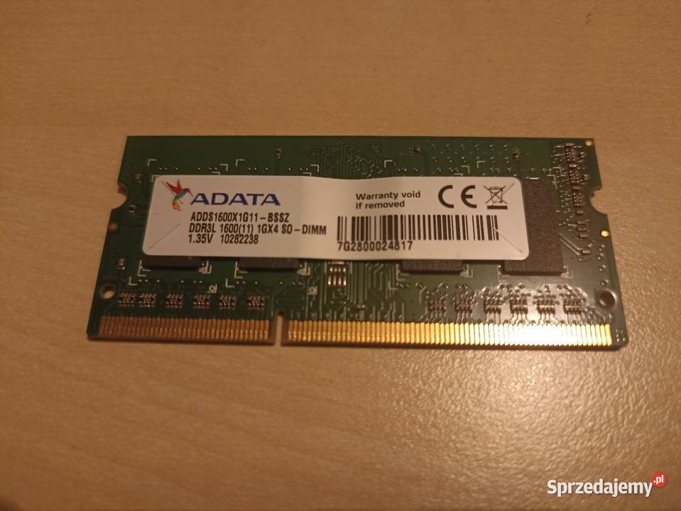 Pamięć ADATA SODIMM DDR3L 1GB 1600MHz CL11 135V sprzedam